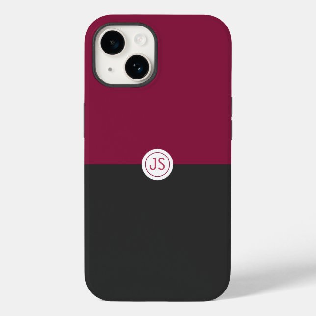 Funda De Case-Mate Para iPhone Elegant Burgundy and Black Monogram (Reverso )