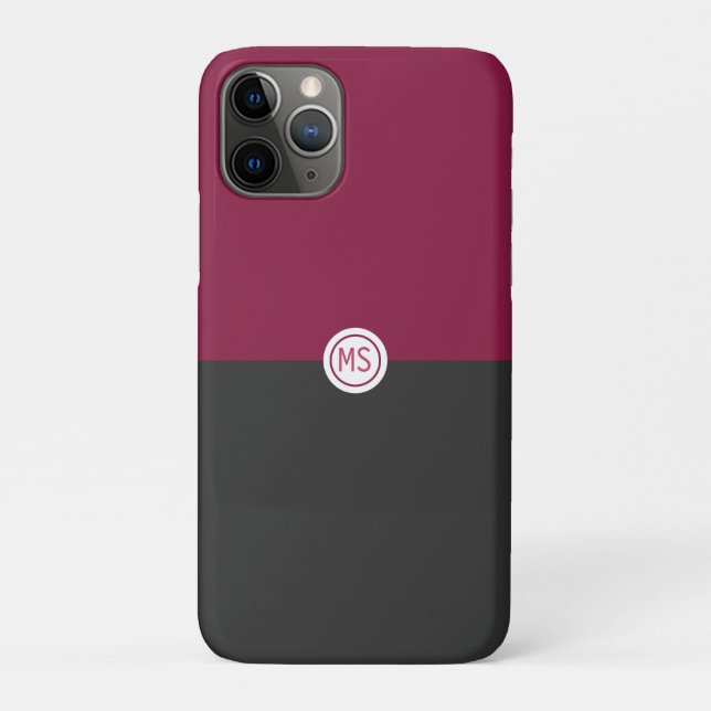 Funda De Case-Mate Para iPhone Elegant Burgundy and Black Monogram (Reverso)