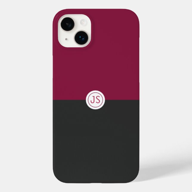 Funda De Case-Mate Para iPhone Elegant Burgundy and Black Monogram (Reverso )