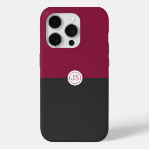 Funda Para iPhone 15 Pro Elegant Burgundy and Black Monogram