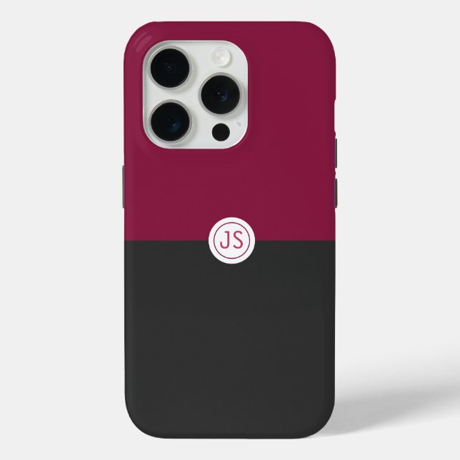 Funda De Case-Mate Para iPhone Elegant Burgundy and Black Monogram (Reverso )