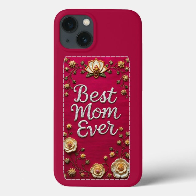 Funda De Case-Mate Para iPhone Elegant Floral Best Mom Ever iPhone Case (Reverso)