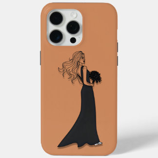 Funda Para iPhone 15 Pro Max Elegant Line Art Woman in Black Dress Phone Case 