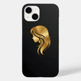 Funda Para iPhone 14 De Case-Mate Elegant Metallic Gold Silhouette Profile Girl iPho