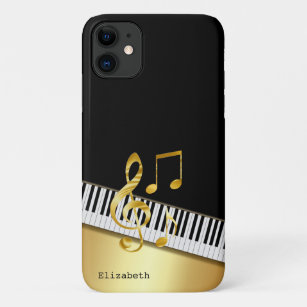 Funda Para iPhone 11 Elegant Modern Black Gold Music Notes,Piano Keys