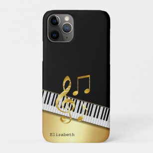 Funda Para iPhone 11 Pro Elegant Modern Black Gold Music Notes,Piano Keys