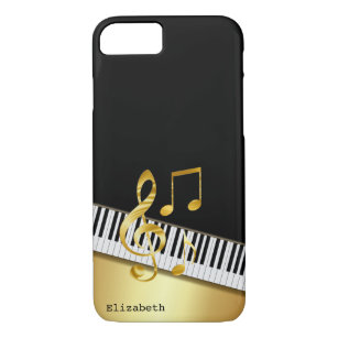 Funda Para iPhone 8/7 Elegant Modern Black Gold Music Notes,Piano Keys