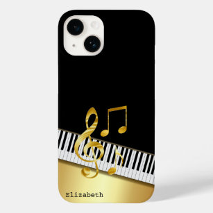 Funda Para iPhone 14 De Case-Mate Elegant Modern Black Gold Music Notes,Piano Keys