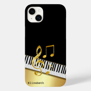 Funda Para iPhone 14 Plus De Case-Mate Elegant Modern Black Gold Music Notes,Piano Keys