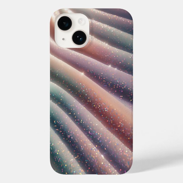Funda De Case-Mate Para iPhone Elegant Pastel Iridescent Glitter Silk Waves Shimm (Reverso )