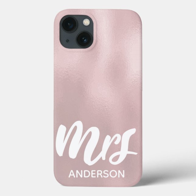 Funda De Case-Mate Para iPhone Elegant Rose Bride Gold Mrs Surname (Reverso)