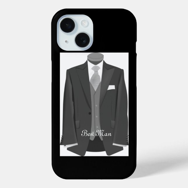 Funda De Case-Mate Para iPhone Elegant Script Wedding Tuxedo Suit Best Man (Reverso )