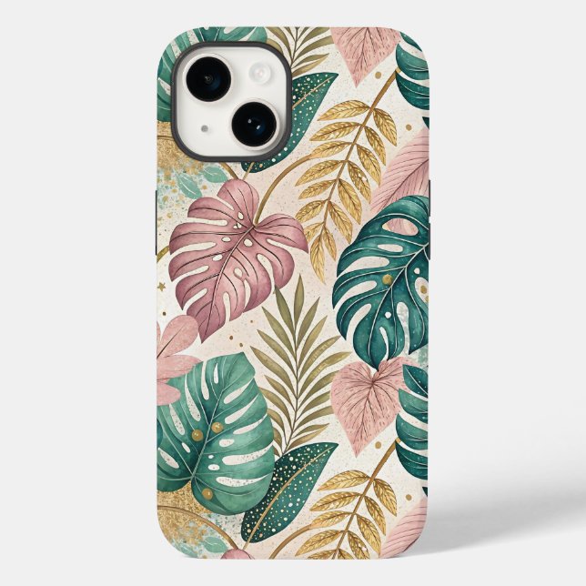 Funda De Case-Mate Para iPhone Elegant Tropical Monsteras Boho (Reverso )