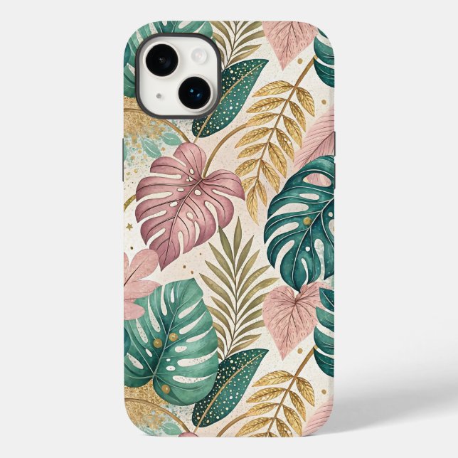 Funda De Case-Mate Para iPhone Elegant Tropical Monsteras Boho (Reverso )