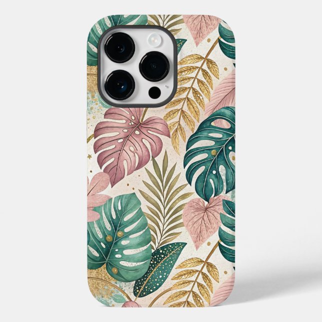 Funda De Case-Mate Para iPhone Elegant Tropical Monsteras Boho (Reverso )