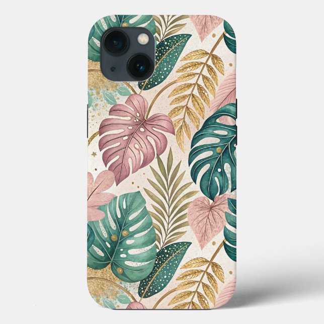 Funda De Case-Mate Para iPhone Elegant Tropical Monsteras Boho (Reverso )
