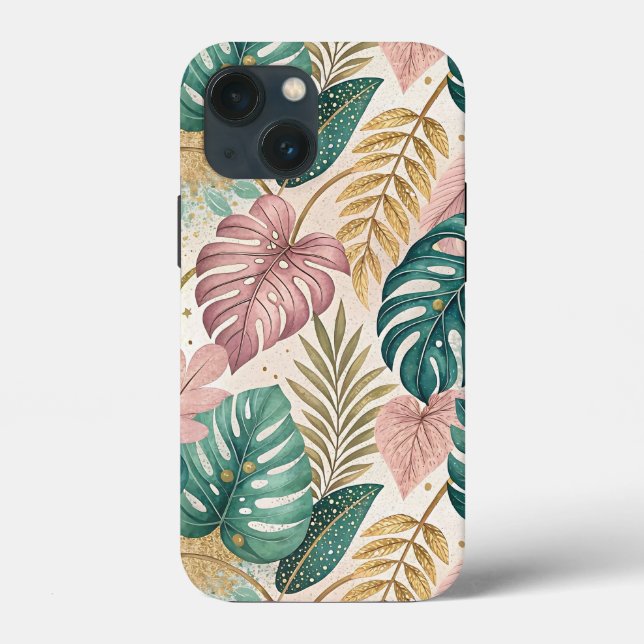 Funda De Case-Mate Para iPhone Elegant Tropical Monsteras Boho (Reverso )