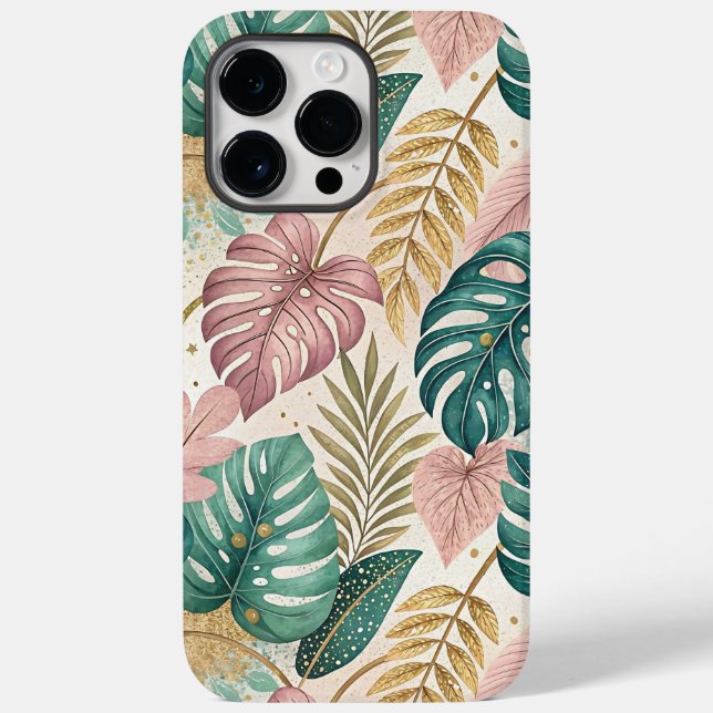 Funda De Case-Mate Para iPhone Elegant Tropical Monsteras Boho (Reverso )