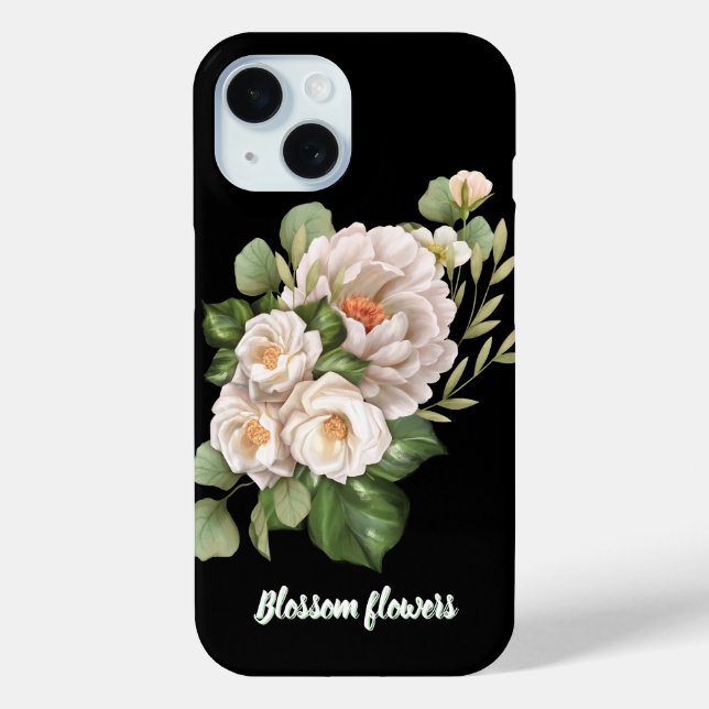 Funda De Case-Mate Para iPhone Elegant white floral bouquet with green leaves (Reverso )