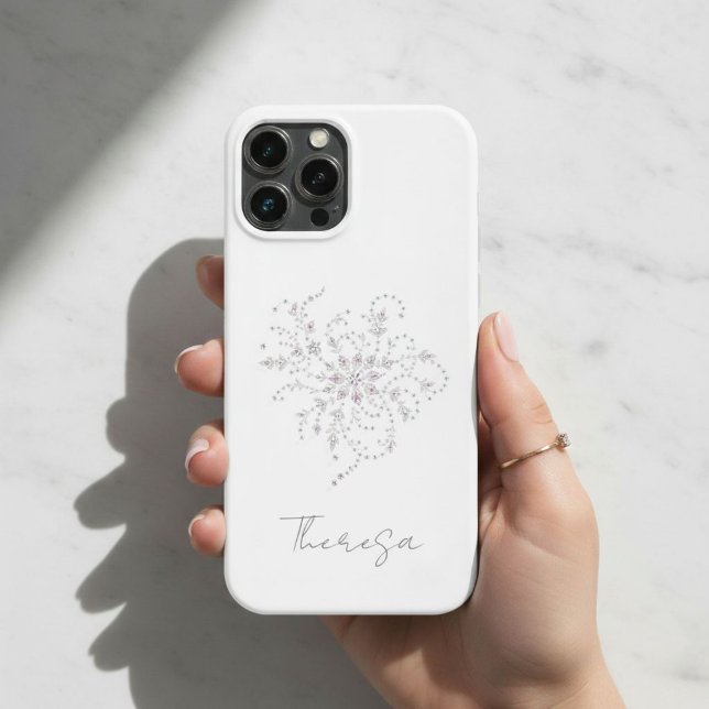 Funda De Case-Mate Para iPhone Elegant White Glitter Phone Case with Custom Name  (Subido por el creador)