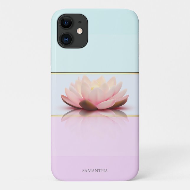 Funda De Case-Mate Para iPhone Elegante a rayas modernas,Ombre Lotus (Reverso)