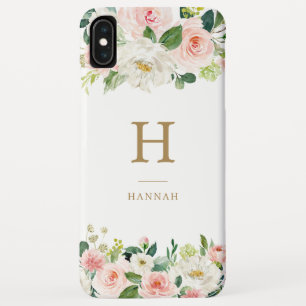 Funda Para iPhone XS Max Elegante acuarela Floral Girly Monograma