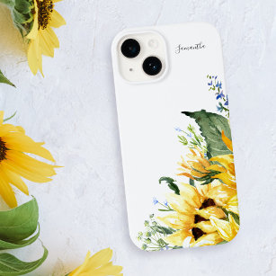Funda Para iPhone 11 Elegante acuarela girasoles floral personalizada