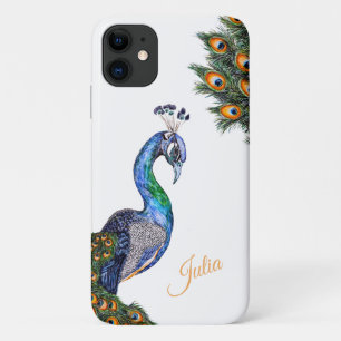 Funda Para iPhone 11 Elegante acuarela Peacock personalizado