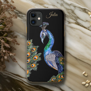 Funda Para iPhone 11 Elegante acuarela Peacock personalizado