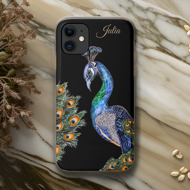 Funda De Case-Mate Para iPhone Elegante acuarela Peacock personalizado (Subido por el creador)
