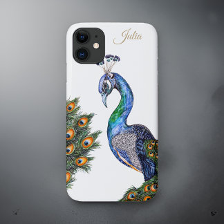Funda Para iPhone 11 Elegante acuarela Peacock personalizado