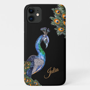 Funda Para iPhone 11 Elegante acuarela Peacock personalizado
