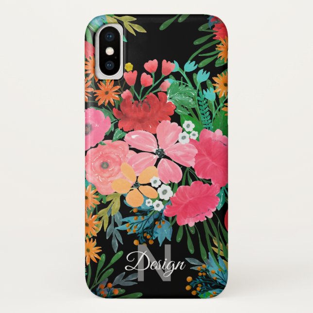 Funda De Case-Mate Para iPhone Elegante acuarela rosa Floral Bouquet Diseño (Reverso)