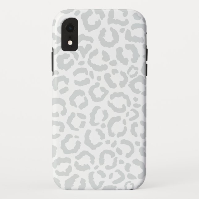 Funda De Case-Mate Para iPhone Elegante animal de leopardo gris blanco (Reverso)