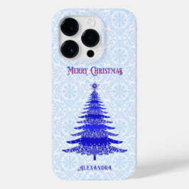 Funda Para iPhone 14 Pro De Case-Mate Elegante árbol de Navidad azul personalizado