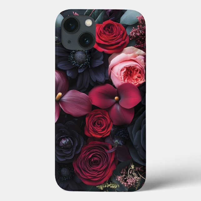 Funda De Case-Mate Para iPhone Elegante Arreglo Floral Oscuro Con Rosas (Reverso)