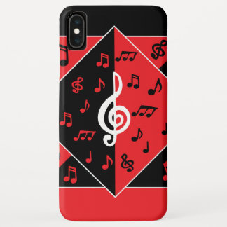 Funda Para iPhone XS Max Elegante Art Deco Music Notes Red Black White