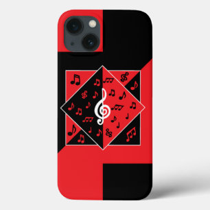 title_seo2 Elegante Art Deco Music Notes Red Black White