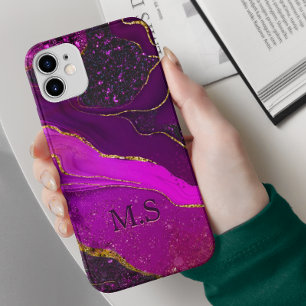 Funda Para iPhone 14 De Case-Mate Elegante arte de mármol púrpura rosa purpurina de