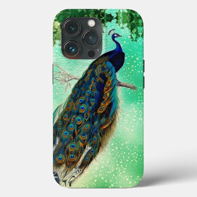 Funda De Case-Mate Para iPhone Elegante arte de pavo real (Reverso )
