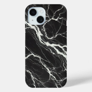 Funda Para iPhone 15 Elegante aspecto de mármol negro y blanco