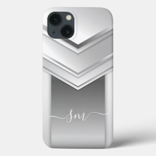 Funda Para iPhone 13 Elegante aspecto Metalizado 3D Caligrafía Monogram