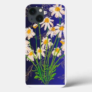 Funda Para iPhone 13 Elegante azul Floral iPhone 13 Funda - Flores blan