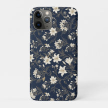 Elegante azul marino y lirio floral dorado