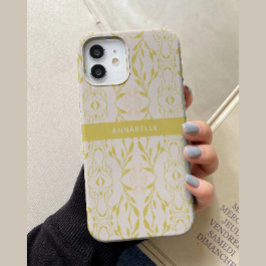 Funda Para iPhone 14 De Case-Mate Elegante Beige Verde Floral Personalizado