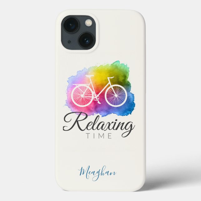 Funda De Case-Mate Para iPhone Elegante bicicleta de acuarela monogramada (Reverso)