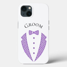 Funda Para iPhone 13 Elegante Boda Groom Tuxedo de la tipografía púrpur