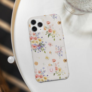 Funda Para iPhone 15 Pro Max Elegante Boho Wildflowers Monograma inicial