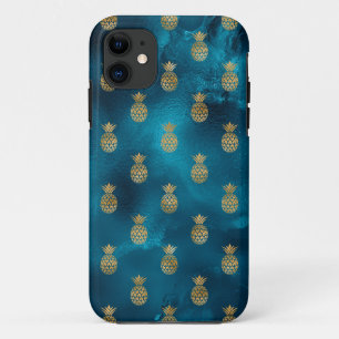 Funda Para iPhone 11 Elegante Bonito de Moda de piña de oro Verde azul