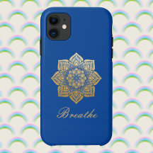 Elegante Breathe Deep Royal Blue and Gold Mandala